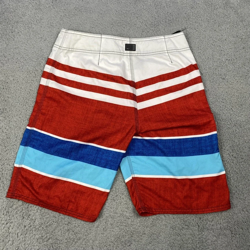 O'Neill Shorts‎ Mens 31 Red Blue White Striped Boardshorts Swim Trunks Pocket